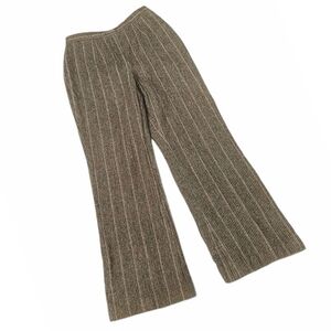 1960s Vintage Pants 60s Trousers Brown Pinstripe Tweed Wool Straight Bootcut Mod